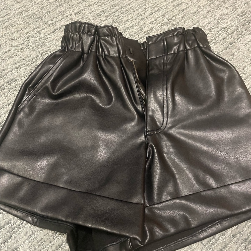 Faux leather shorts